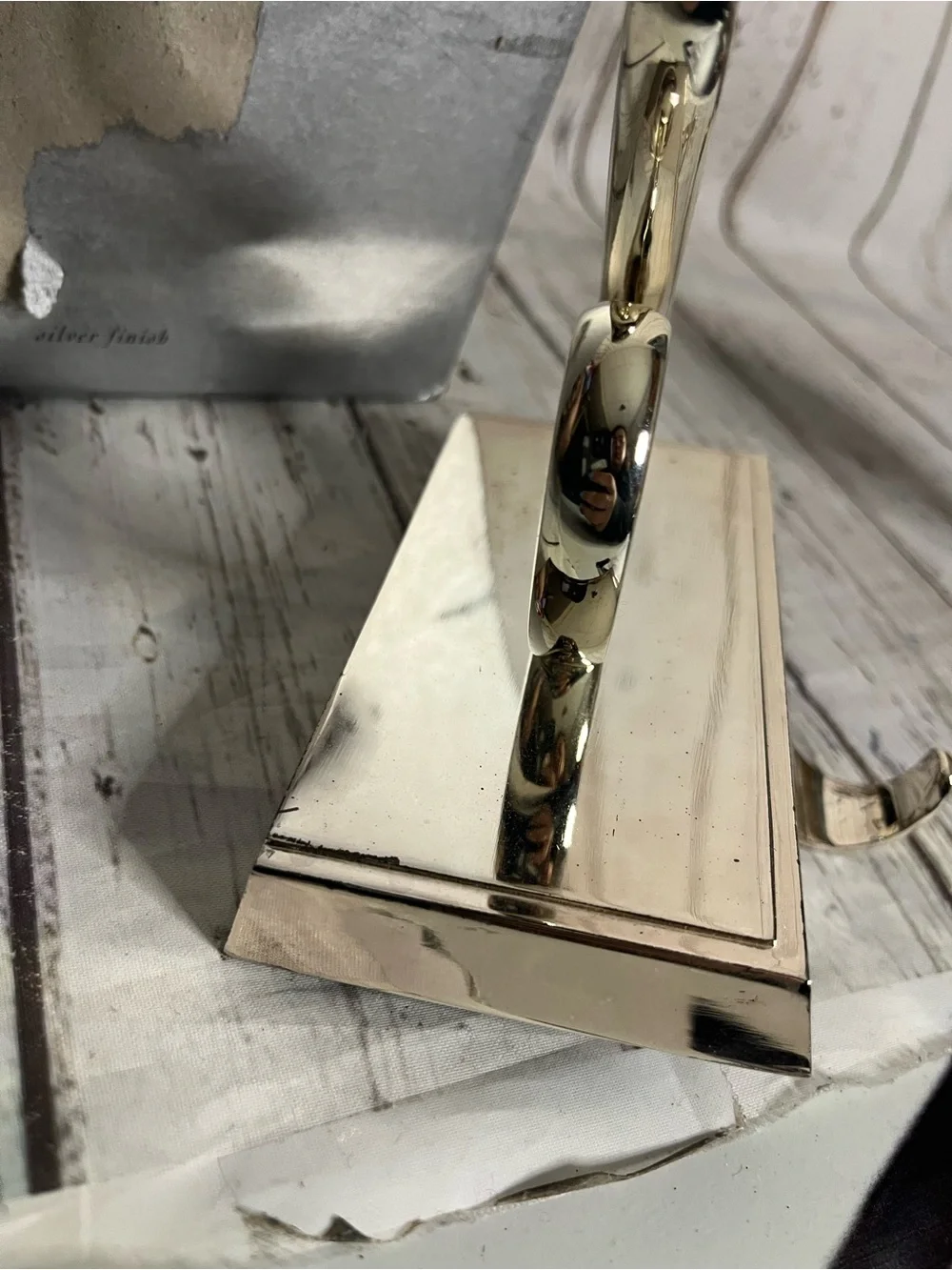 Pottery Barn Silver Tone Metal Letter S Stocking Holder Christmas Box